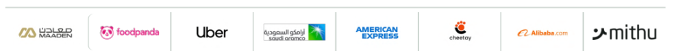 Maaden, foodpanda, Uber, Saudi Aramco, American Express, cheetay, Alibaba, mithu
